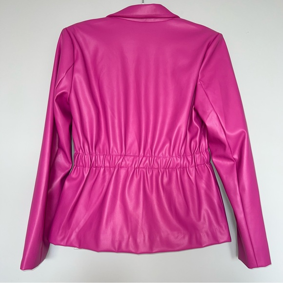 Steve Madden Faux Leather Double Button Blazer | Pink/Fuchsia | Size: M | Woman - Picture 5 of 8